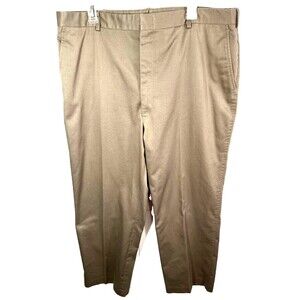 Lands' End Traditional Fit Dress Pants Men's Size 42 Tan Flat Front Cotton